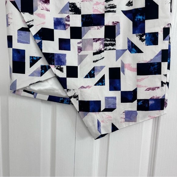 NWT Portmans womens geometric print asymmetrical skirt white 10 cyberpunk - Picture 2 of 6
